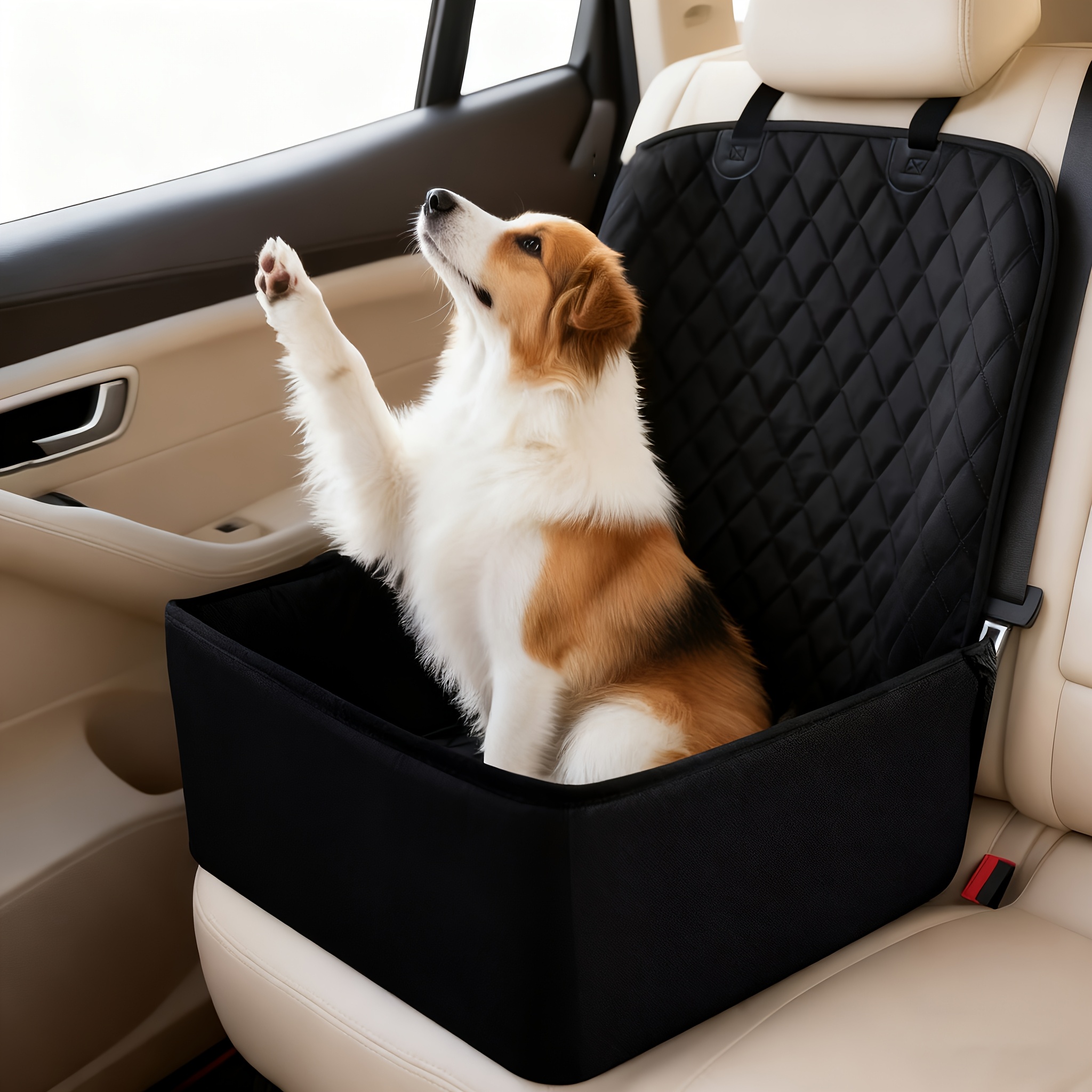 Dog Car Seat - Car Pet Travel Carrier, Durable Fabric, Adjustable Straps, Essential for Safe Dog Travel, Ideal for Small to Medium-Sized Dogs