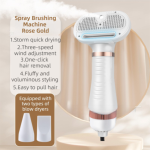 Rose Gold 6-in-1 Pet Grooming Hair Dryer with Noise-Reduction & Painless Massage