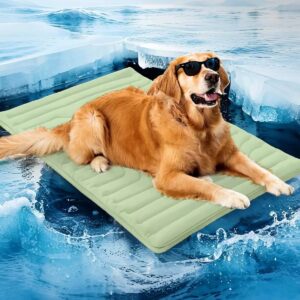 Pet Cooling Mat Self Cooling Pad for Dogs Cats Dual Sided Summer Sleeping Bed Light Green Medium (91x58cm)