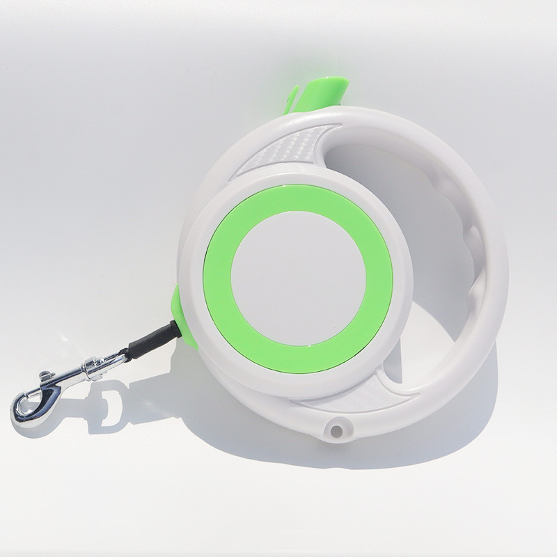 Green-white Heavy Duty Retractable Dog Leash with Ergonomic Wide Handle - Automatic Tangle-Free Extending Lead for Large and Medium Dogs