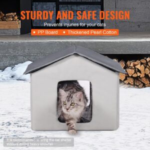 VEVOR Heated Cat House, Outdoor Kitty Shelter with Timer, 600D Oxford Cloth Fold-able Cat Shelter with Heated Pad for Winter to Stay Warm and Cozy