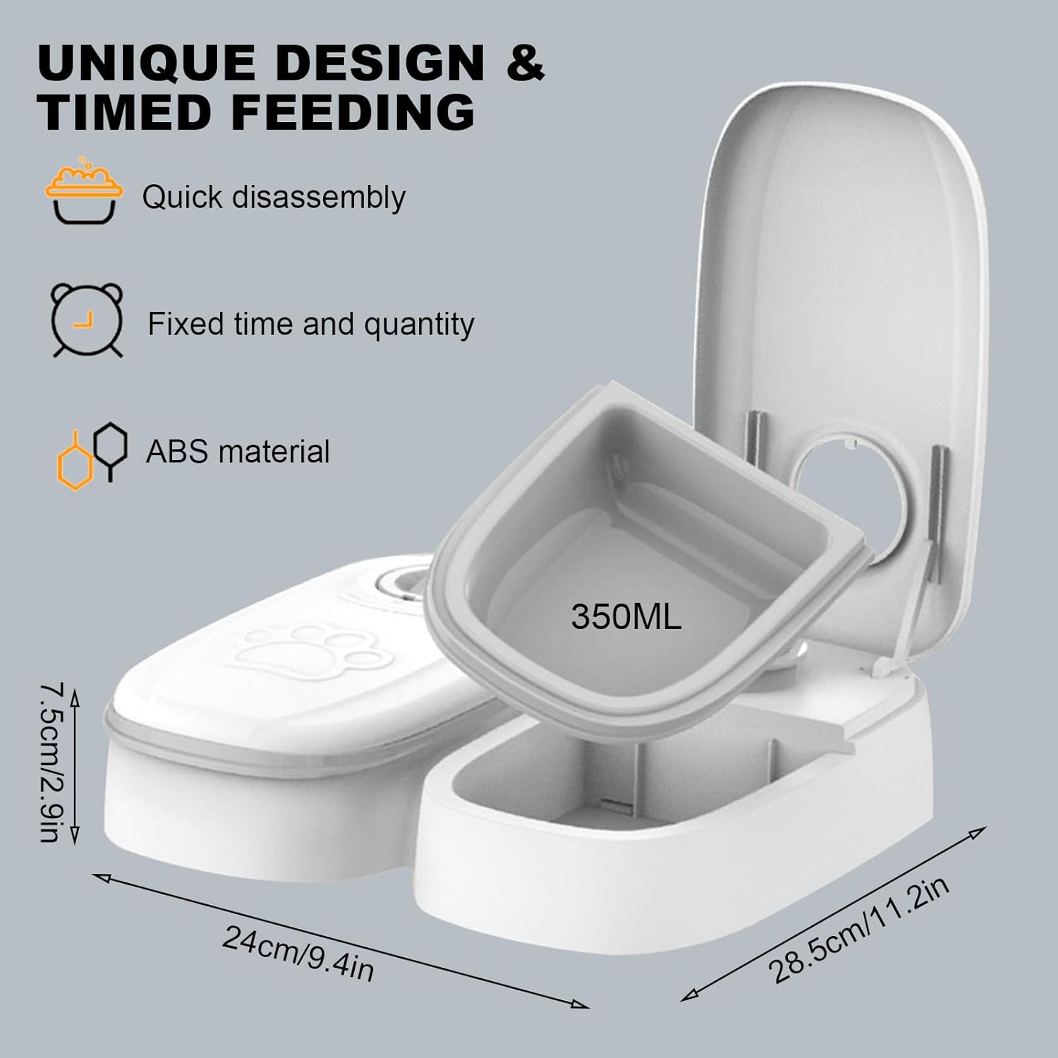 CARLA HOME 2 Meal Automatic Pet Feeder with Timer for Cat & Dog Wet & Dry Food (Dual Bowl 700ML) - Image 2