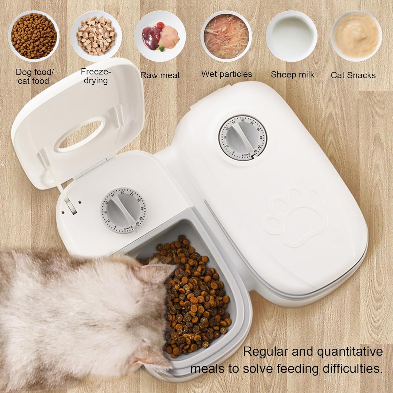 CARLA HOME 2 Meal Automatic Pet Feeder with Timer for Cat & Dog Wet & Dry Food (Dual Bowl 700ML) - Image 6