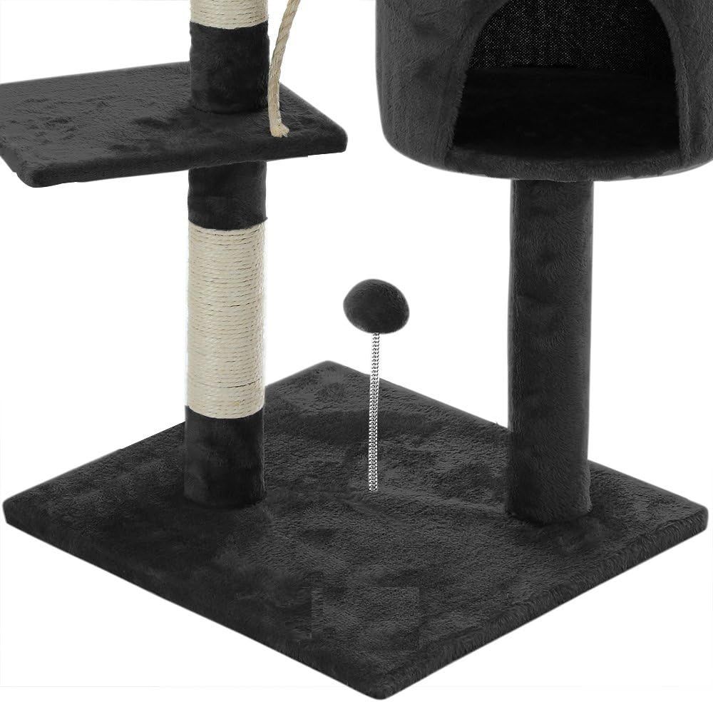 CARLA HOME 140cm Cat Tree for Indoor Cats with Plush Perch, Sisal Scratching Posts & Condo for Kittens & Adult Cats (Dark Grey) - Image 8