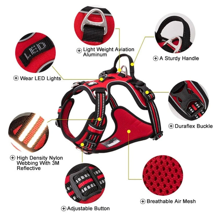True Love No Pull Explosion Proof Dog Harness - Red, M - Image 6