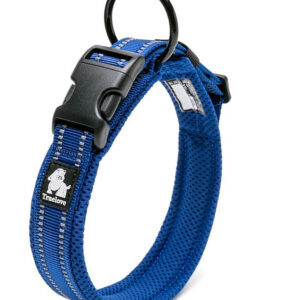 True Love Heavy Duty Reflective Dog Collar - Blue, M