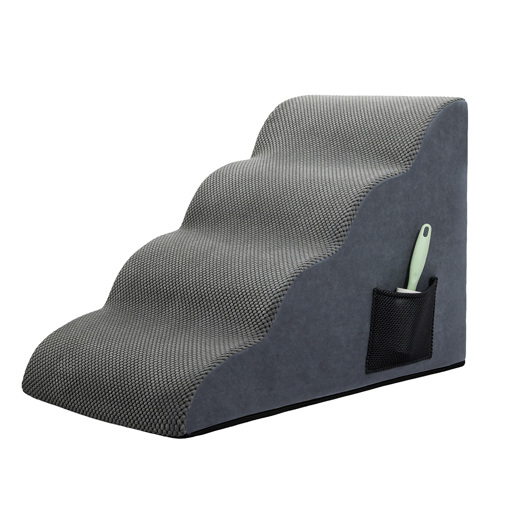Pawz 4 Steps Pet Stairs Dog Ramp High Density Foam Grey