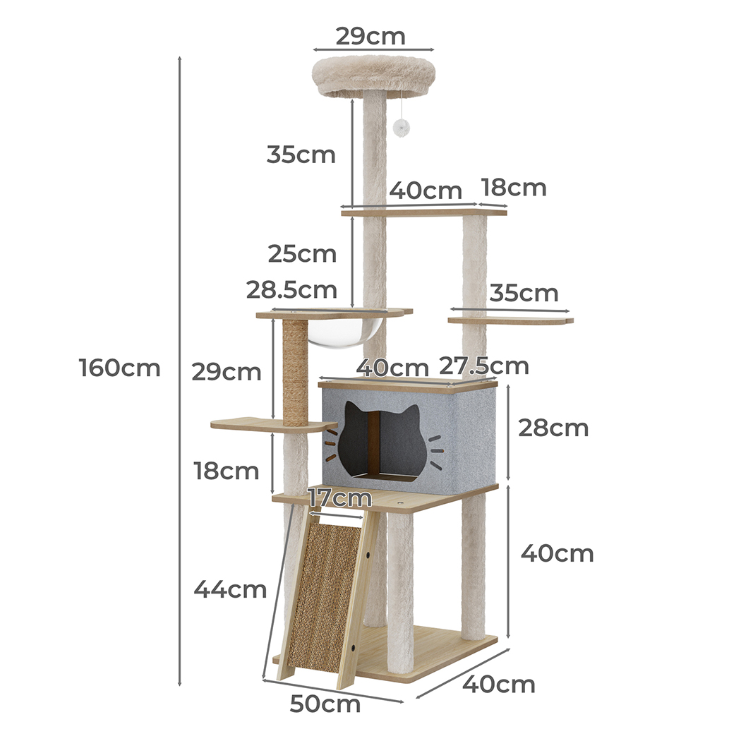 Pawz Cat Tree Tower Large Scratcher Condo House 160cm - Image 3